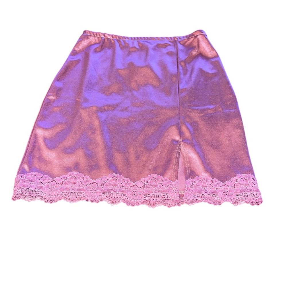 Fashion Nova Pink Mini Slip Skirt With Slit